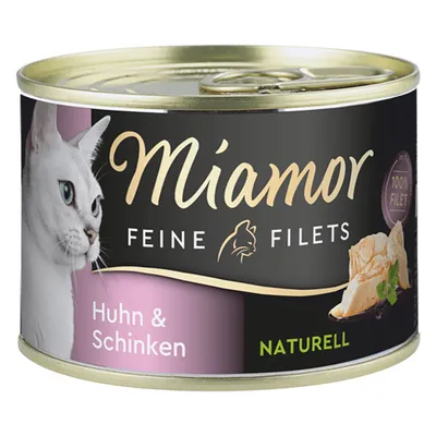Miamor Feine Filets, Huhn & Schinken, Naturell, 100% Filet. Katzenfutter in Dose.