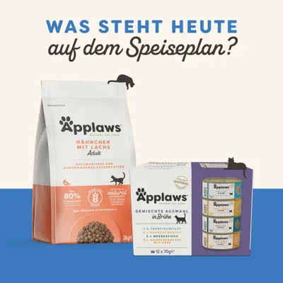 Applaws Hähnchen mit Lachs Adult Trockenfutter und Applaws Gemischte Auswahl in Brühe, 12x70g, mit Thunfischfilet, Hähnchenbrust, Meeresfisch, Hähnchenbrust mit Käse. Applaws Hähnchen mit Lachs Adult Trockenfutter und Applaws Gemischte Auswahl in Brühe, 12x70g, mit Thunfischfilet, Hähnchenbrust, Meeresfisch, Hähnchenbrust mit Käse.