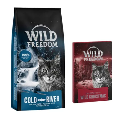 Wild Freedom Cold River 6,5 kg a Wild Freedom Dreamin' of a Wild Christmas 1,8 g. 100% grain-free recipe. Lots of fresh poultry meat with salmon.