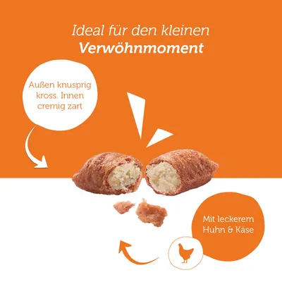 Idealno za majhen trenutek razvajanja. Zunaj hrustljavo, znotraj kremasto. S slastnim piščancem in sirom.