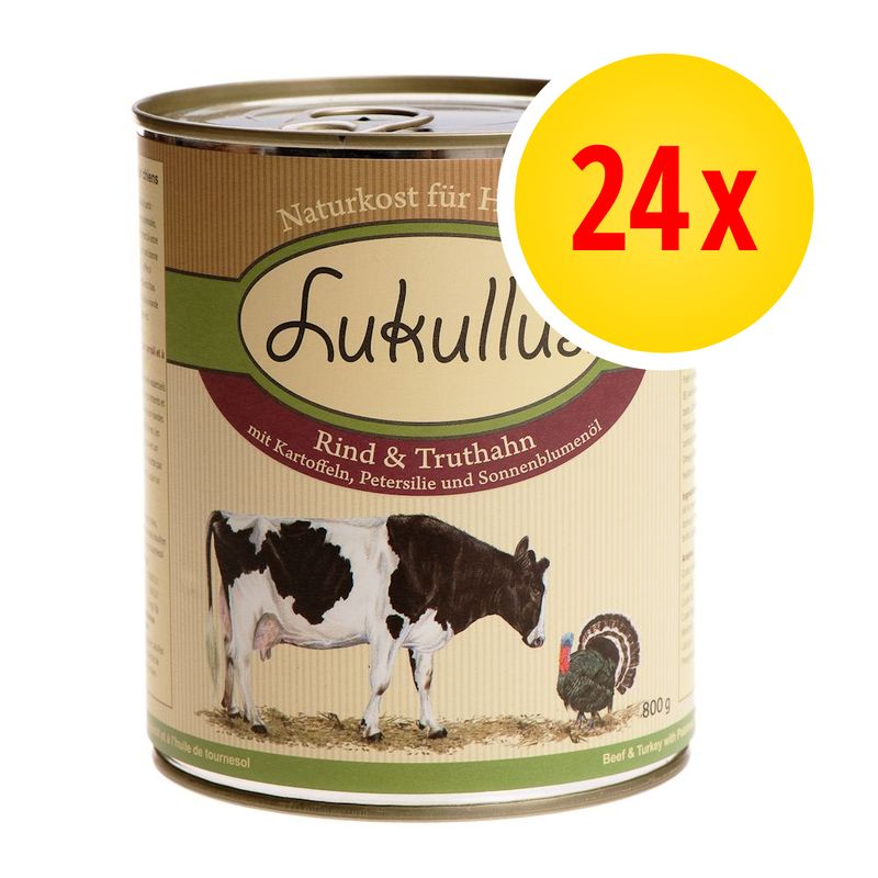 Lukullus 24 x 800 g -säästöpakkaus lajitelma II (4 makua) 
