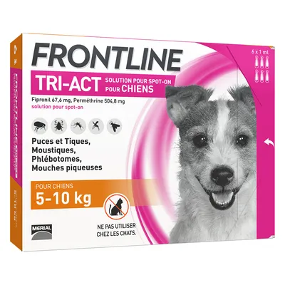 FRONTLINE TRI-ACT, 5 - 10 kg - 6 mois de protection (6 pipettes)