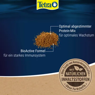 Tetra BioActive formula az erős immunrendszerért, optimálisan összehangolt fehérje-mix az optimális növekedésért, természetes összetevőkkel, tartósítószerek és színezékek hozzáadása nélkül. Tetra BioActive formula az erős immunrendszerért, optimálisan összehangolt fehérje-mix az optimális növekedésért, természetes összetevőkkel, tartósítószerek és színezékek hozzáadása nélkül.