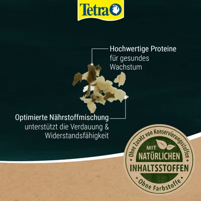 Tetra. Hochwertige Proteine für gesundes Wachstum, optimierte Nährstoffmischung unterstützt Verdauung und Widerstandsfähigkeit, mit natürlichen Inhaltsstoffen, ohne Farbstoffe. Tetra. Hochwertige Proteine für gesundes Wachstum, optimierte Nährstoffmischung unterstützt Verdauung und Widerstandsfähigkeit, mit natürlichen Inhaltsstoffen, ohne Farbstoffe.