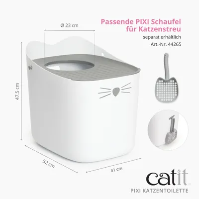 catit PIXI Katzentoilette, Maße: 52 x 41 x 47,5 cm, Öffnung Ø 23 cm. Passende PIXI Schaufel für Katzenstreu separat erhältlich, Art.-Nr. 44265. catit PIXI Katzentoilette, Maße: 52 x 41 x 47,5 cm, Öffnung Ø 23 cm. Passende PIXI Schaufel für Katzenstreu separat erhältlich, Art.-Nr. 44265.