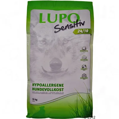 LUPO Sensitiv 24/10, hypoallergene Hundevollkost, 15 kg. Monoprotein, glutenfrei, Lupozell, icepressed.