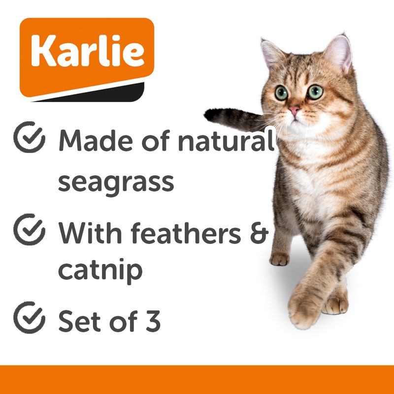 Karlie játékegér, 3 egér natúr tengerifűből