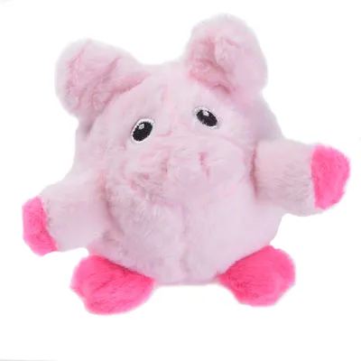 Plush toy with white body and bright pink paws, ears, and feet. Suitable for use as a pet accessory or toy.