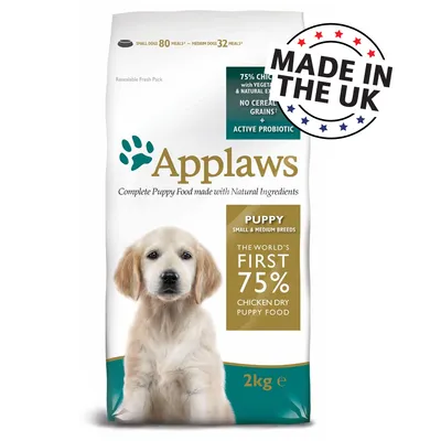 Applaws Puppy Small & Medium Breeds, 2 kg. 75% kip, geen granen, actieve probiotica. MADE IN THE UK. Voor kleine en middelgrote hondenrassen, droogvoer voor puppy's.