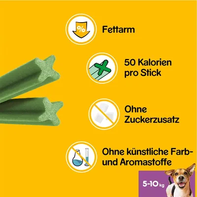 Fettarm, 50 Kalorien pro Stick, ohne Zuckerzusatz, ohne künstliche Farb- und Aromastoffe. Geeignet für Hunde mit einem Gewicht von 5-10 kg.