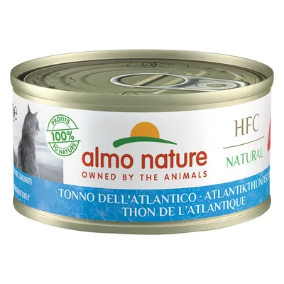 Almo Nature HFC Natural, Atlantische tonijn, 100% Profits to Nature. Blik met kattenmotief.