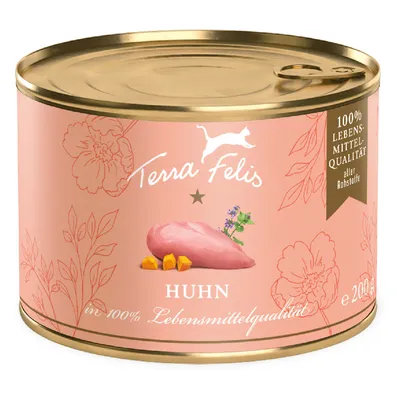 Terra Felis csirke, 200 g konzerv. 100% élelmiszer-minőségű összetevők, 100% élelmiszer-minőségben.