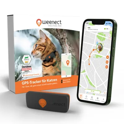 Localizzatore GPS per gatti Weenect XS - collare incluso - nero, con collare nero incluso Localizzatore GPS per gatti Weenect XS - collare incluso - nero, con collare nero incluso