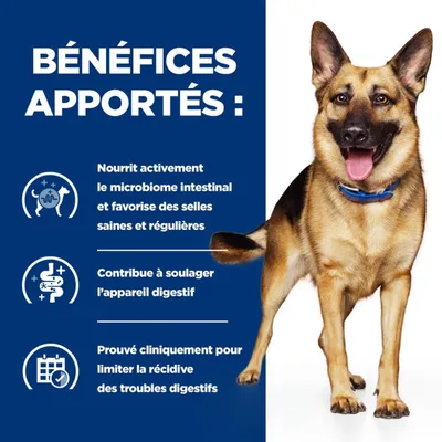 Avantages : Soutient le microbiome et favorise un transit intestinal régulier, aide le système digestif, cliniquement prouvé pour réduire les problèmes digestifs.