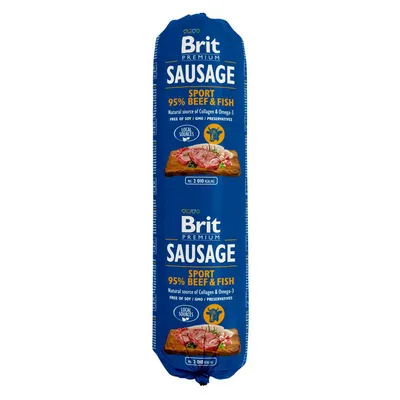 Brit Premium Sausage Sport 95% Beef & Fish, natürliche Quelle für Kollagen und Omega-3, ohne Soja, GVO, Konservierungsstoffe, lokale Zutaten, 2.010 kcal/kg