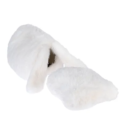Weisse, flauschige Höhle mit offenem Eingang und abnehmbarem Kissen. Ideal als Rückzugsort für Haustiere.