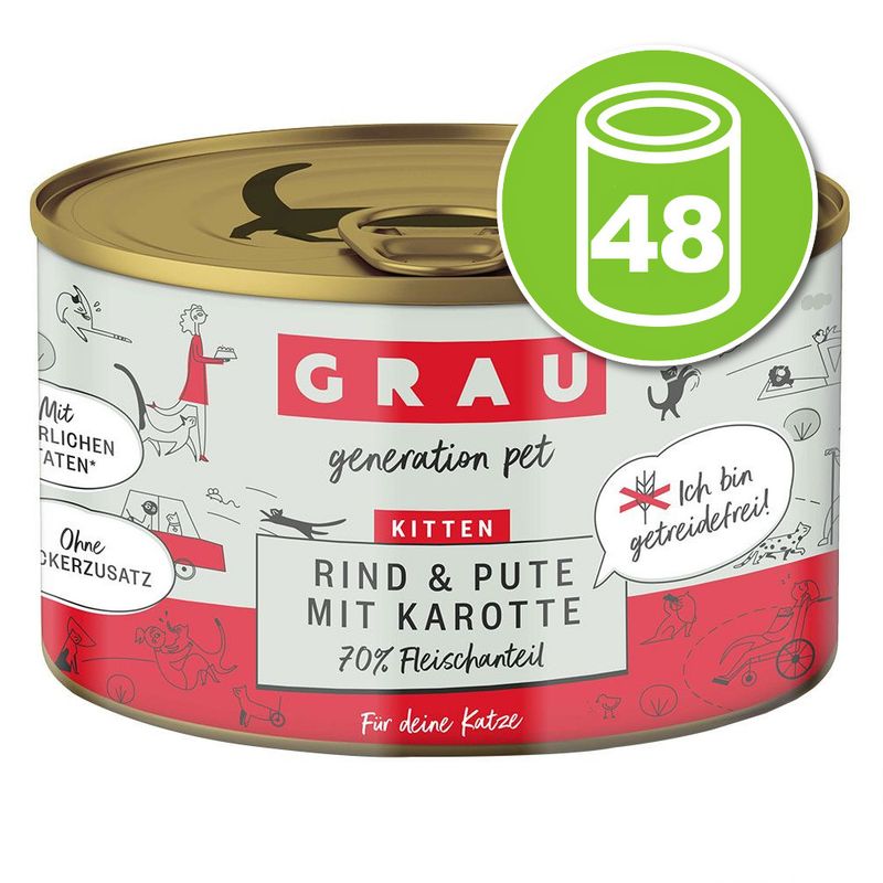 Lot Grau menu gourmand Kitten 48 x 200 g pour chaton