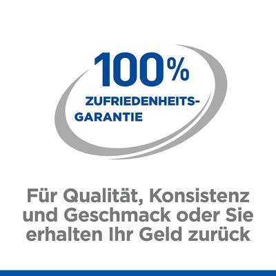 100% Zufriedenheitsgarantie. Für Qualität, Konsistenz und Geschmack oder Sie erhalten Ihr Geld zurück.