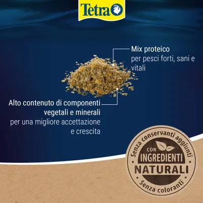 Tetra. Mix proteico, alto contenuto di componenti vegetali e minerali. Senza additivi, con ingredienti naturali, senza coloranti.