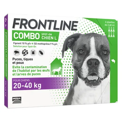 FRONTLINE Combo L, 20- 40 kg - 12 mois de protection (2 x 6 pipettes)