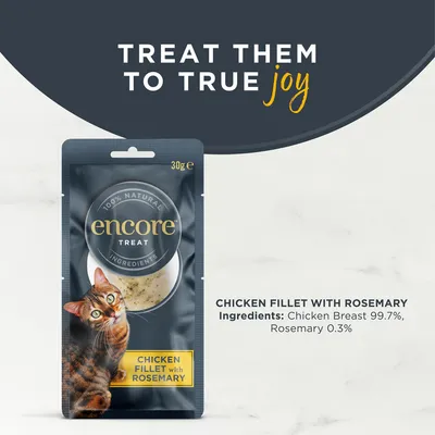 Encore Cat Treat Chicken Fillet with Rosemary - 30g Encore Cat Treat Chicken Fillet with Rosemary - 30g