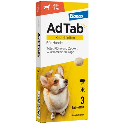 AdTab Kautabletten für mittelgroße Hunde, von 5,5 bis 11 kg