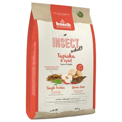 bosch Insect Adult cibo per cani con tapioca e mele, proteina singola, senza cereali, confezione da 10 kg.