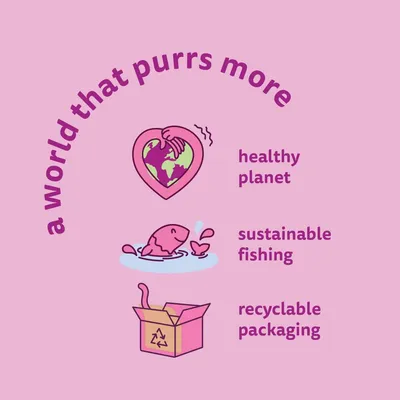 A world that purrs more: healthy planet, sustainable fishing, recyclable packaging.