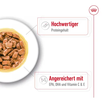 Hochwertiger Proteingehalt. Angereichert mit EPA, DHA und Vitamin C & E.