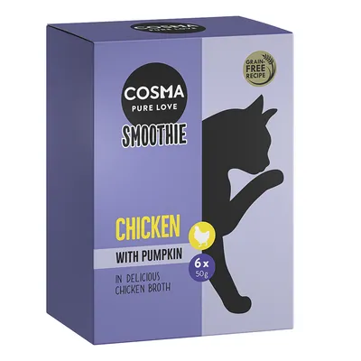 Cosma Smoothie Chicken with Pumpkin, bezzbożowa receptura, 6 x 50g w aromatycznym bulionie drobiowym.