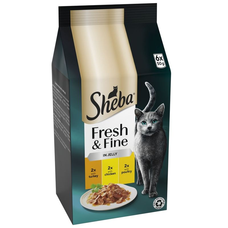 Sheba Fresh & Fine in Jelly Mini Pouches Multibuy 12 x 50g