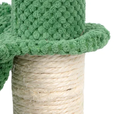 Krabpaal met groene stoffen bekleding en omwikkeld met sisaltouw, geschikt voor nagelverzorging.
