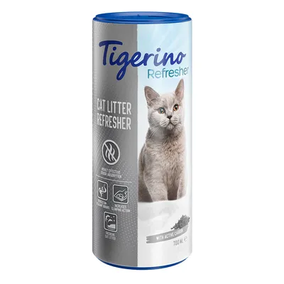 Tigerino Refresher macskaalom frissítő, 700 ml, aktív szénnel. Hatékony szagelnyelés, fokozza a csomóképződést, felfrissíti az almot.