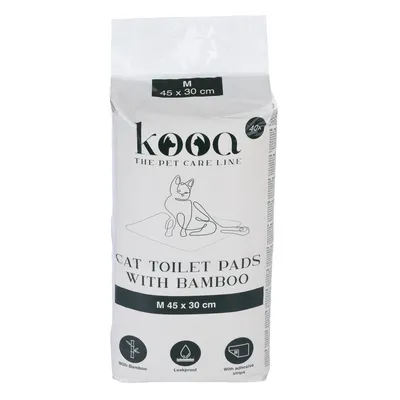 kooa Cat Toilet Pads mit Bambus, Grösse M 45x30 cm, 40 Stück. Eigenschaften: aus Bambus, auslaufsicher, mit Klebestreifen.