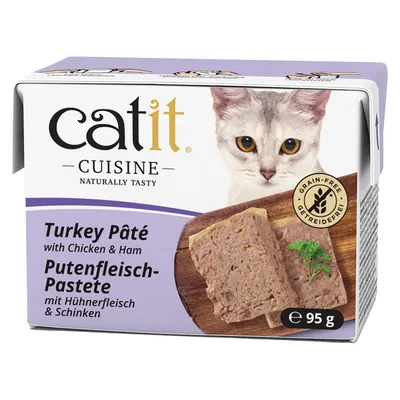 Catit Cuisine Putenfleisch-Pastete mit Hühnerfleisch & Schinken, getreidefrei, 95g.