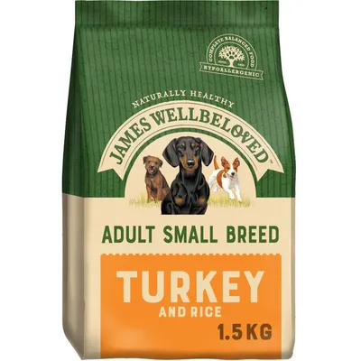 James Wellbeloved Adult Small Breed Turkey and Rice, 1.5kg, hypoallergenic complete balanced food
