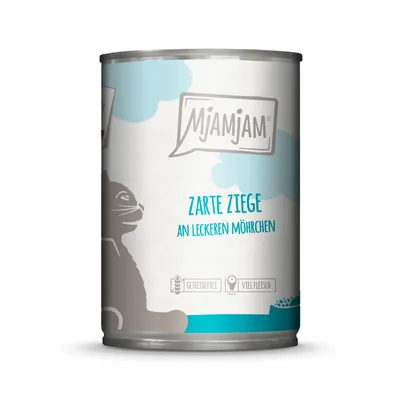 MjAMjAM Zarte Ziege an leckeren Möhrchen. Getreidefrei, viel Fleisch.