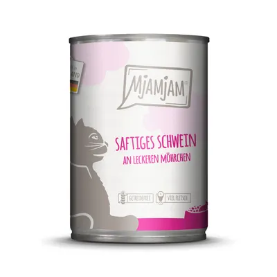 MjAMjAM Saftiges Schwein an leckeren Möhrchen. Getreidefrei, viel Fleisch. Hergestellt in Deutschland.