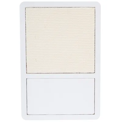 Krabplank met wit houten frame, beige sisalstof en een onderste wit oppervlak.