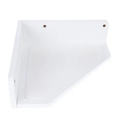 Supporto angolare bianco con due fori di fissaggio e superficie imbottita.