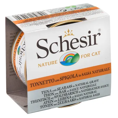 Schesir Nature for Cat. Tonnetto con branzino in salsa naturale, lattina da 70g.