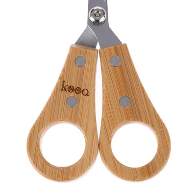 kooa scissors with bamboo handles and stainless steel blades, suitable for precise cutting.