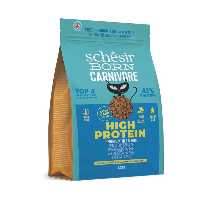 Schesir Born Carnivore High Protein Aringa con Salmone Crocchette per gatto