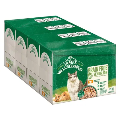 James Wellbeloved Grain Free alimento para gatos senior a partir de 7 años, pavo en salsa, 12 x 85g. Natural, equilibrado, favorece digestión y salud de la piel.