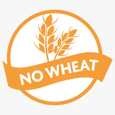 Simbol s natpisom 'No Wheat' i dvije klasove pšenice, oznaka za proizvod bez pšenice.