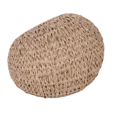 Coussin ou pouf rond en corde tressée beige, surface texturée, sans marque visible ni autres éléments distinctifs.