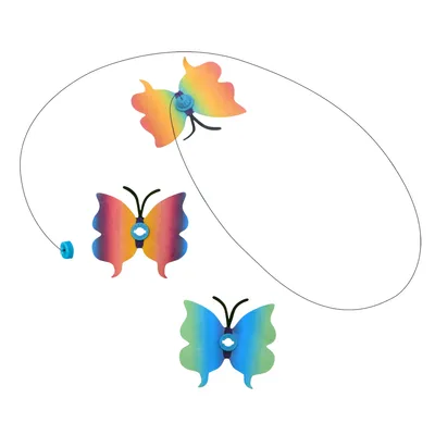 Giocattolo con farfalle colorate su filo, adatto per il gioco interattivo.