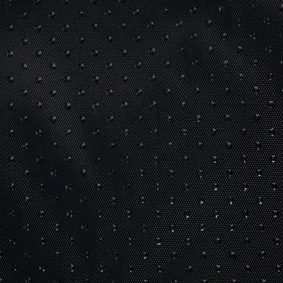Crni materijal s protukliznim točkicama, pogodan za proizvode za kućne ljubimce poput prostirki ili navlaka.