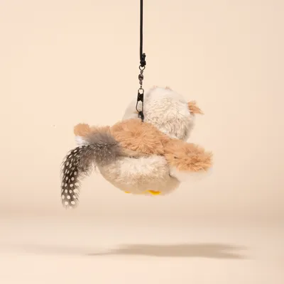 TIAKI Electronic Cat Dangler Toy Owl with Feathers