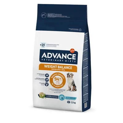 Advance Veterinary Diets Weight Balance Medium Maxi +10 kg, reduce el peso en el 94% de los perros en 2 meses, con pollo, bolsa de 12 kg.